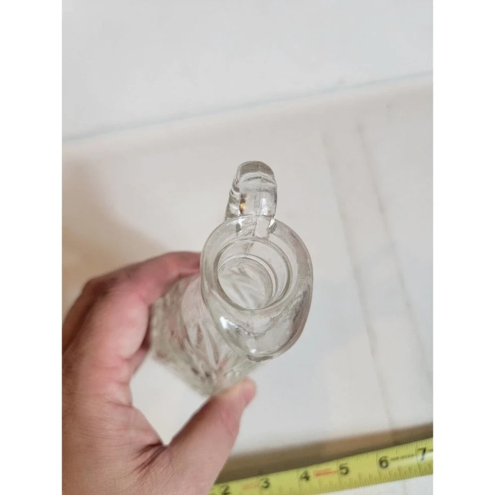 Vintage One Anchor Hocking Cruet w/Stopper‎ Star of David Pattern Pressed Glass